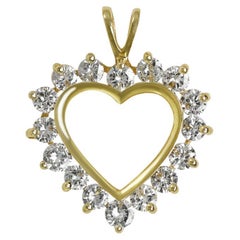 14K Yellow Gold Diamond Heart Pendant, 1.50tdw, 3.9g