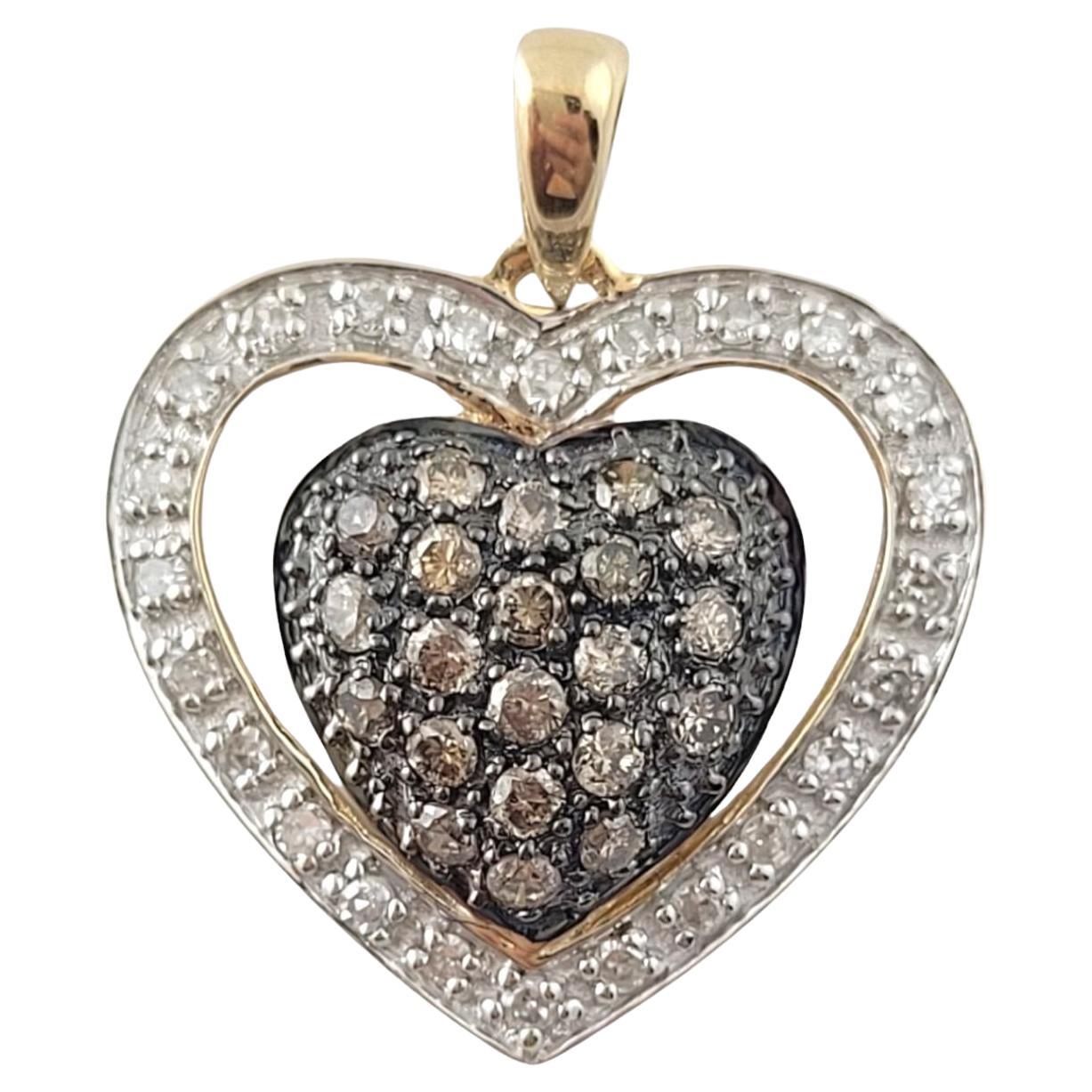 14K Yellow Gold Diamond Heart Pendant #16412 For Sale
