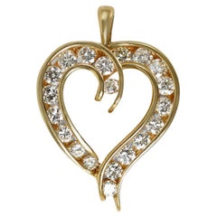 Pendentif en or jaune 14K avec cœur en diamant 2.00ct