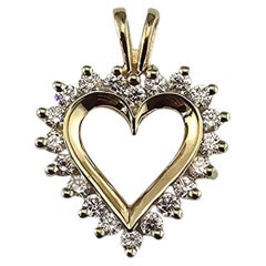 Ciondolo a cuore con diamante in oro giallo 14K #24463