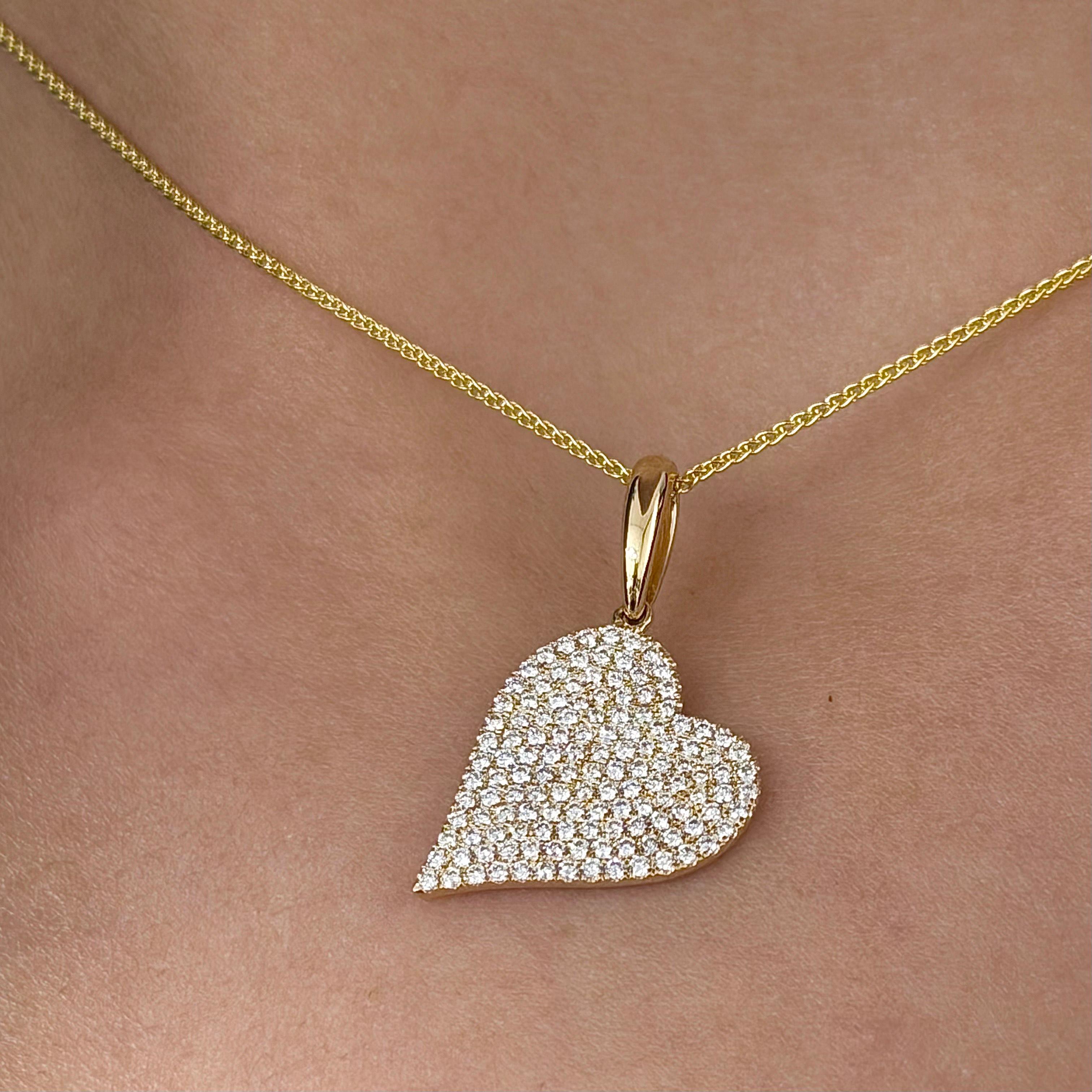 14K Yellow Gold Diamond Heart Pendant (Brillantschliff) im Angebot