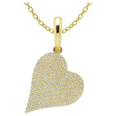 14K Yellow Gold Diamond Heart Pendant