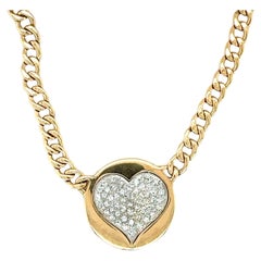 Vintage 14K Yellow Gold Diamond Heart Pendant
