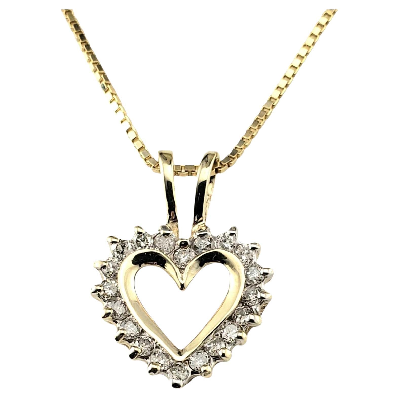 14K Yellow Gold Diamond Heart Pendant Necklace #23194