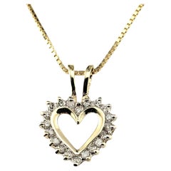 14K Yellow Gold Diamond Heart Pendant Necklace #23194