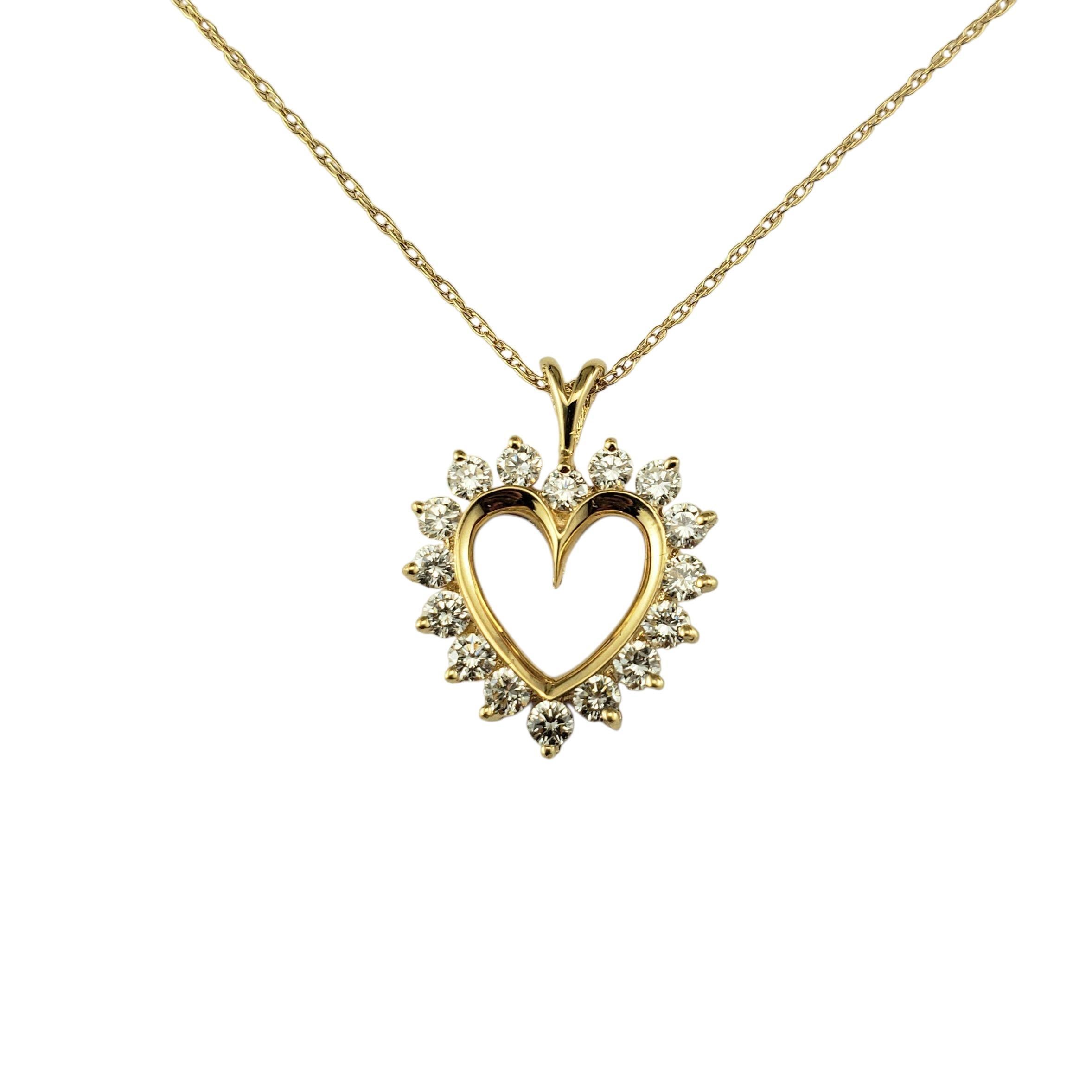 Collier en or jaune 14K avec pendentif en forme de cœur en diamant #23485