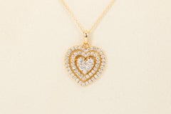 14k Yellow Gold Diamond Heart Pendant Necklace