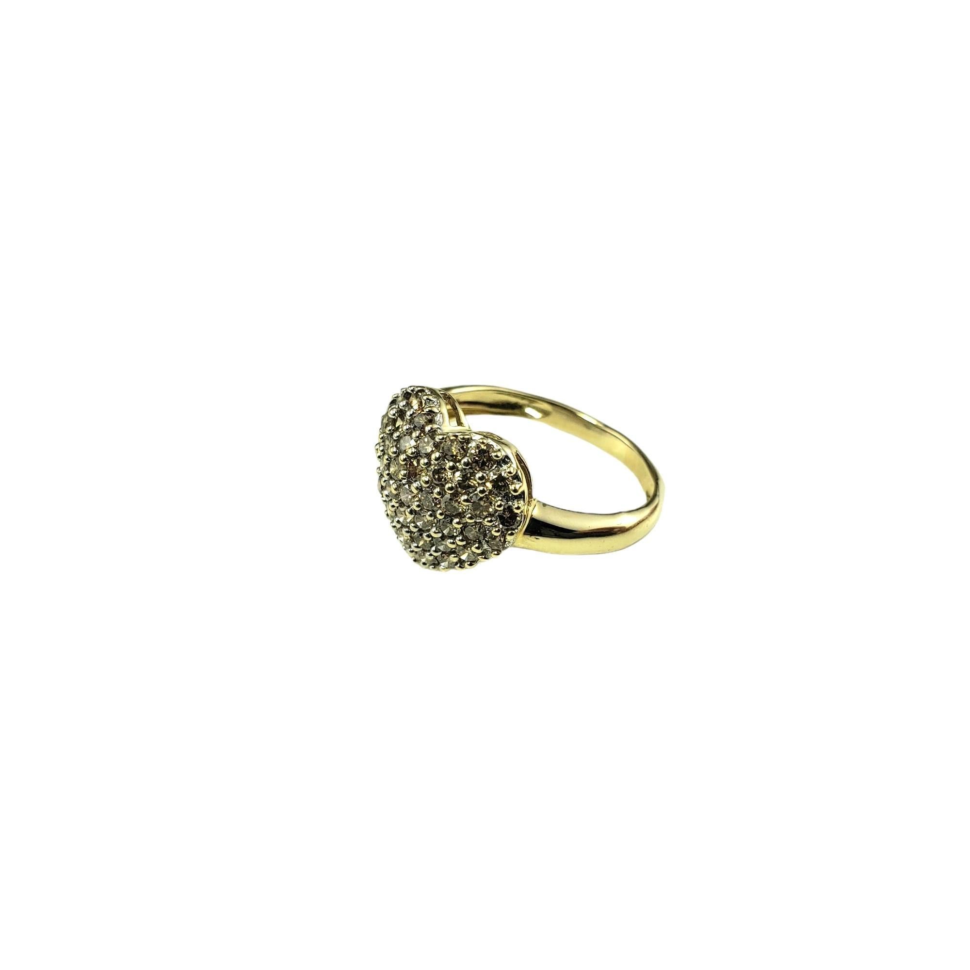 Taille ronde Bague cœur en or jaune 14 carats avec diamants taille 7 n° 16348 en vente
