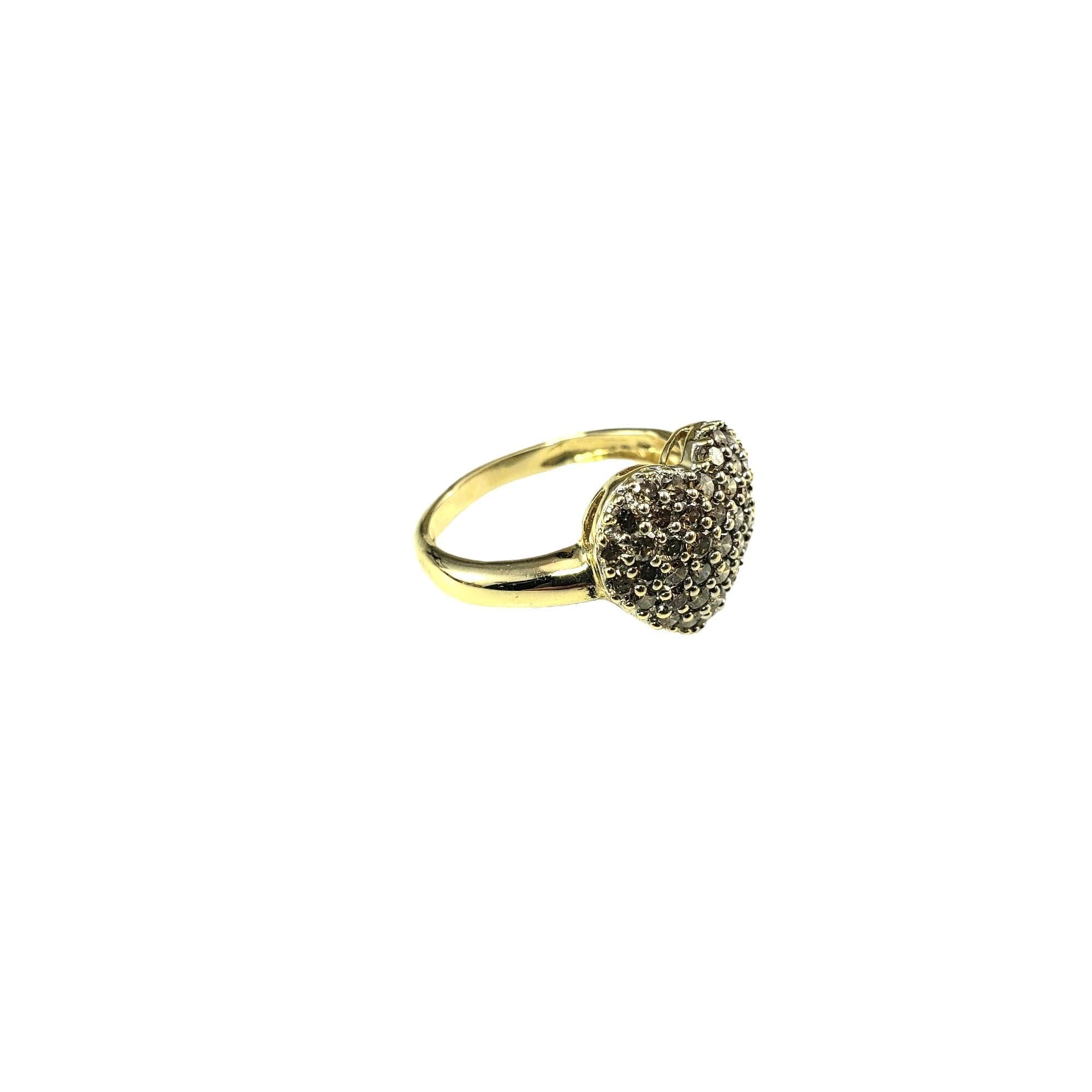 14K Yellow Gold Diamond Heart Ring Size 7 #16348 In Good Condition For Sale In Washington Depot, CT