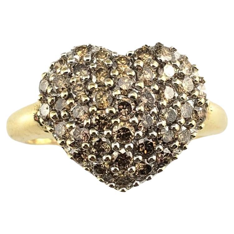 Bague cœur en or jaune 14 carats avec diamants taille 7 n° 16348 en vente
