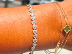 14K Yellow Gold Diamond Heart Tennis Bracelet 1.50 Carats