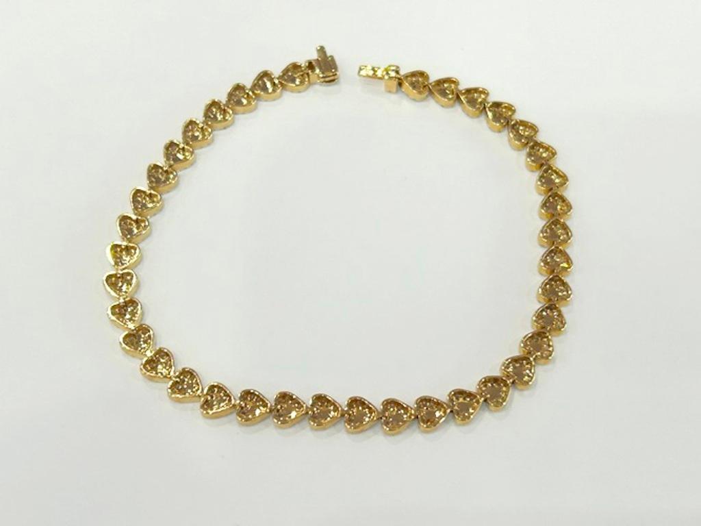 De las mujeres Pulsera Tenis Corazón Diamante Oro Amarillo 14K 1,50 Quilates en venta