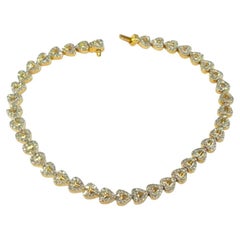 Pulsera Tenis Corazón Diamante Oro Amarillo 14K 1,50 Quilates