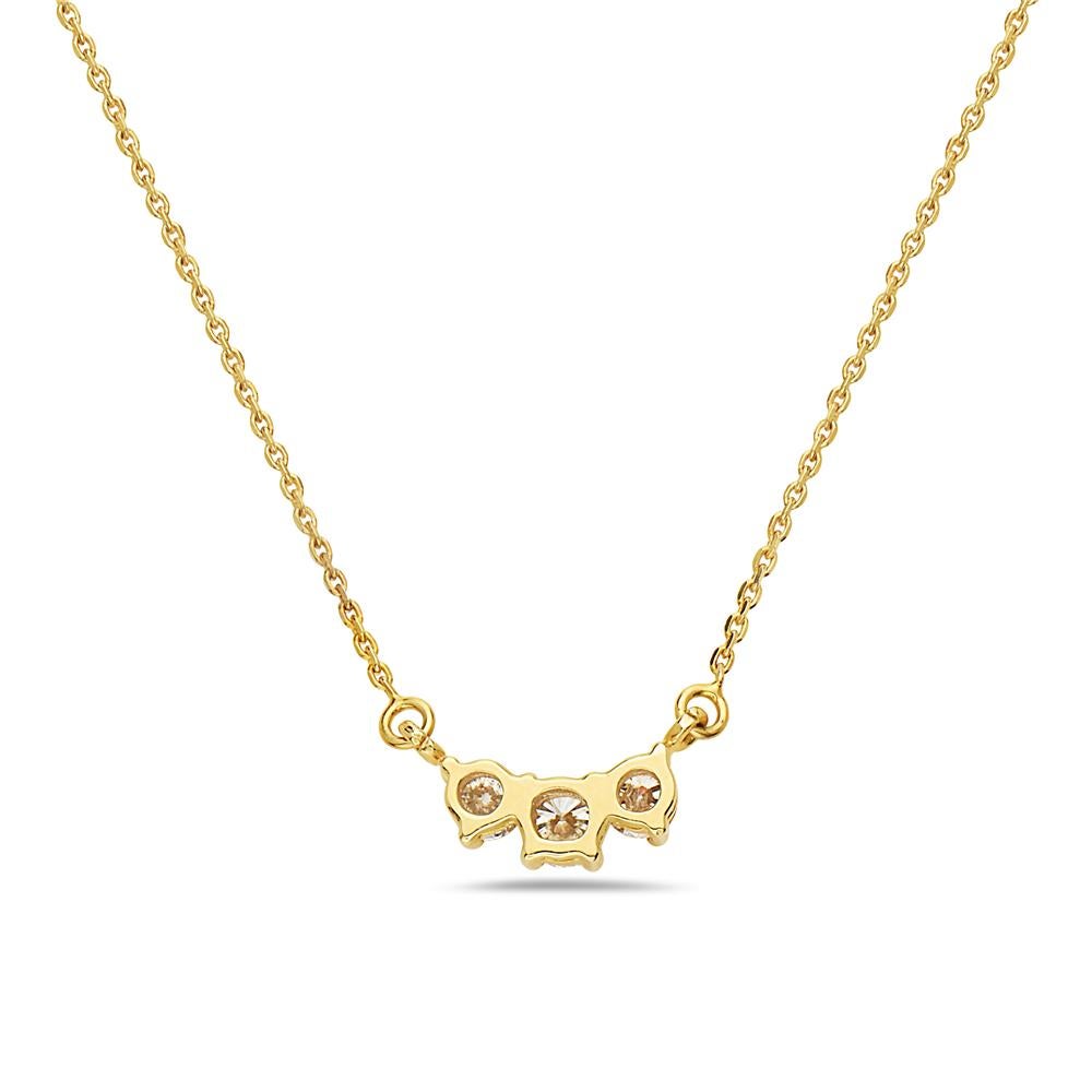 Modern 14 Karat Yellow Gold Diamond Hoizontal Pendant Necklace For Sale