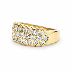 18K Yellow Gold Diamond Honeycomb Band Ring Size 8