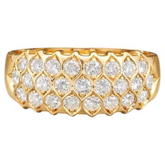 Bague en or jaune 14K avec diamant en nid d'abeille Taille 8