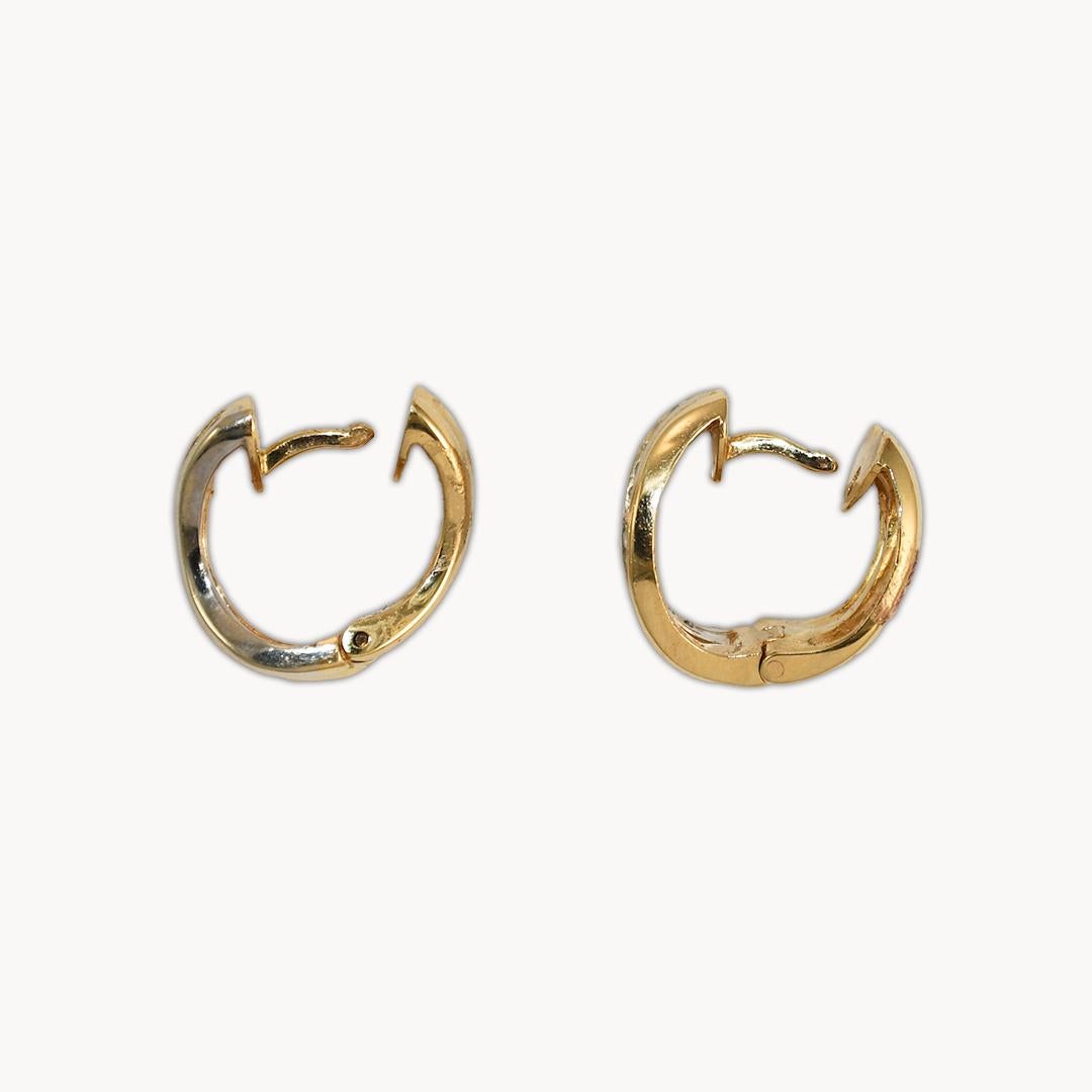 14K Yellow Gold Diamond Hoop Earrings 0.50ct In Excellent Condition For Sale In Laguna Beach, CA