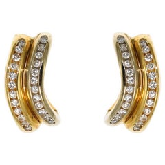 14K Yellow Gold Diamond Hoop Earrings 0.50ct