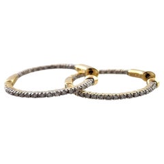 Vintage 14K Yellow Gold Diamond Hoop Earrings #18307