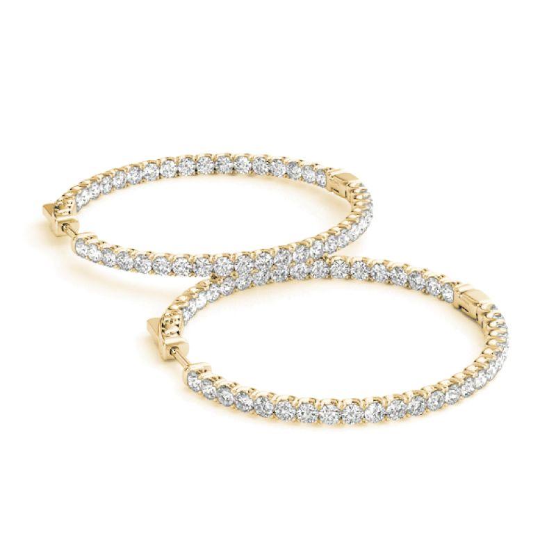Contemporaneo 14K Yellow Gold Diamond Hoop Earrings, 36mm, 3.72 Carats Total in vendita