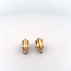 14K Yellow Gold Diamond Hoops Clip On Pave Detailing