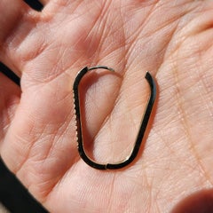 14K Yellow Gold Diamond Hoops Square Oval Shape Huggies Style 3/4 inch