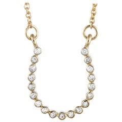 14 Karat Yellow Gold Diamond Horseshoe Pendant Necklace