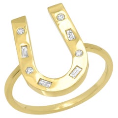 Vintage 14k Yellow Gold Diamond Horseshoe Ring by Sig Ward Jewelry
