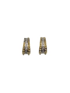 14K Yellow Gold Diamond Huggie Hoop Earrings #23637