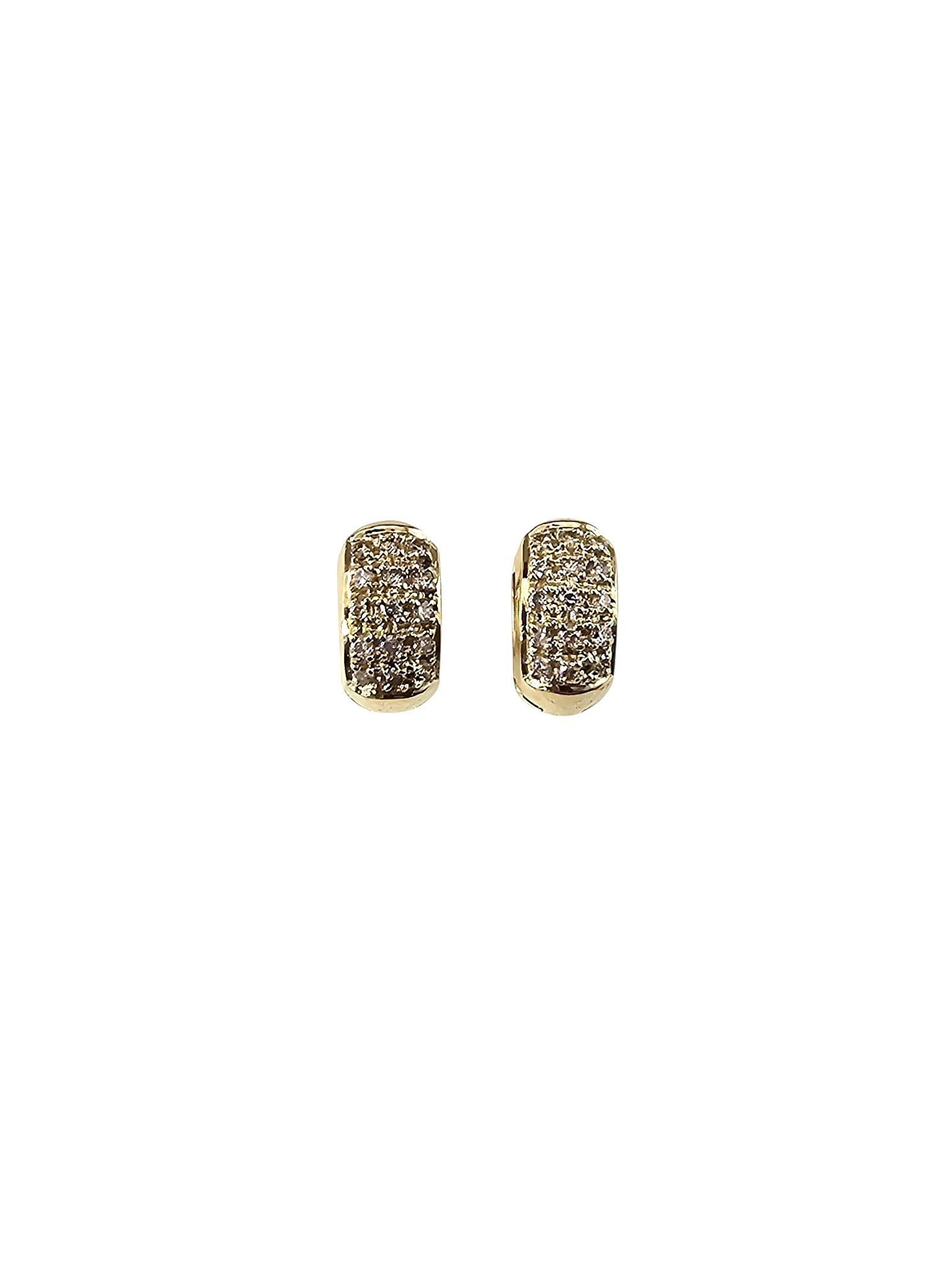 Pendientes de aro abrazador de diamantes de oro amarillo de 14 quilates #24931