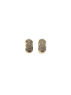 14K Yellow Gold Diamond Huggie Hoop Earrings #24931