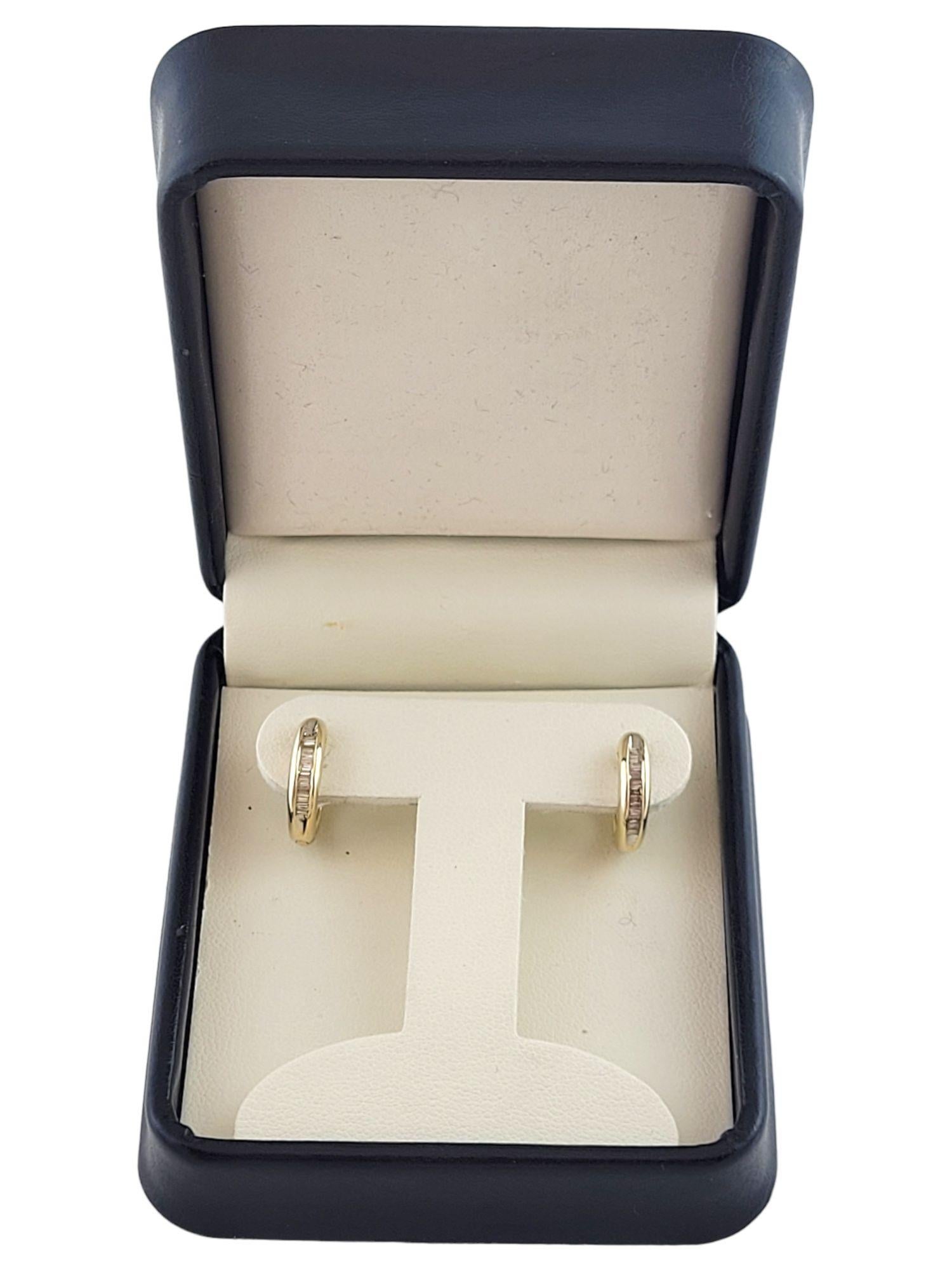 Women's 14K Yellow Gold Diamond Huggies Earrings #14807 For Sale