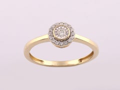 14K Yellow Gold Diamond Illusion-Setting Halo Engagement Ring