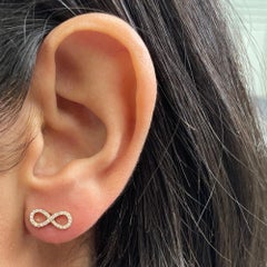 14K Yellow Gold Diamond Infinity Stud Earrings