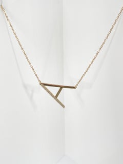 14K Yellow Gold Diamond Initial "A" Pendant Necklace