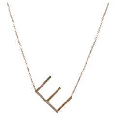 Halskette mit 14 Karat Gelbgold Diamant-Initial-E"-Anhänger