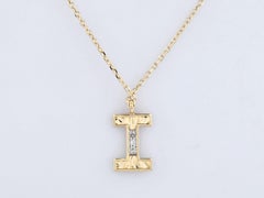 14K Yellow Gold Diamond Initial "I" Pendant Necklace