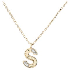 14K Yellow Gold Diamond Initial "S" Pendant Necklace