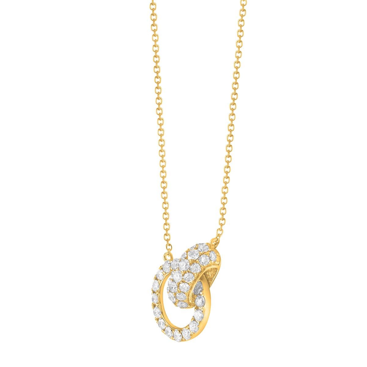 14K Yellow Gold Diamond Interlock Pendant For Sale at 1stDibs