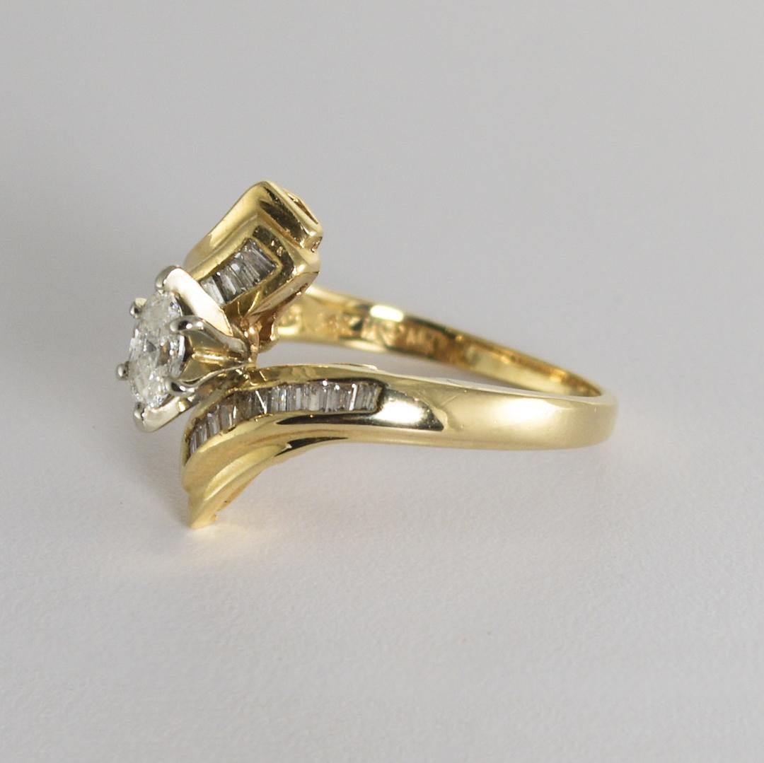 Bague Journey en or jaune 14 carats avec diamants 0,40 carat en vente 1