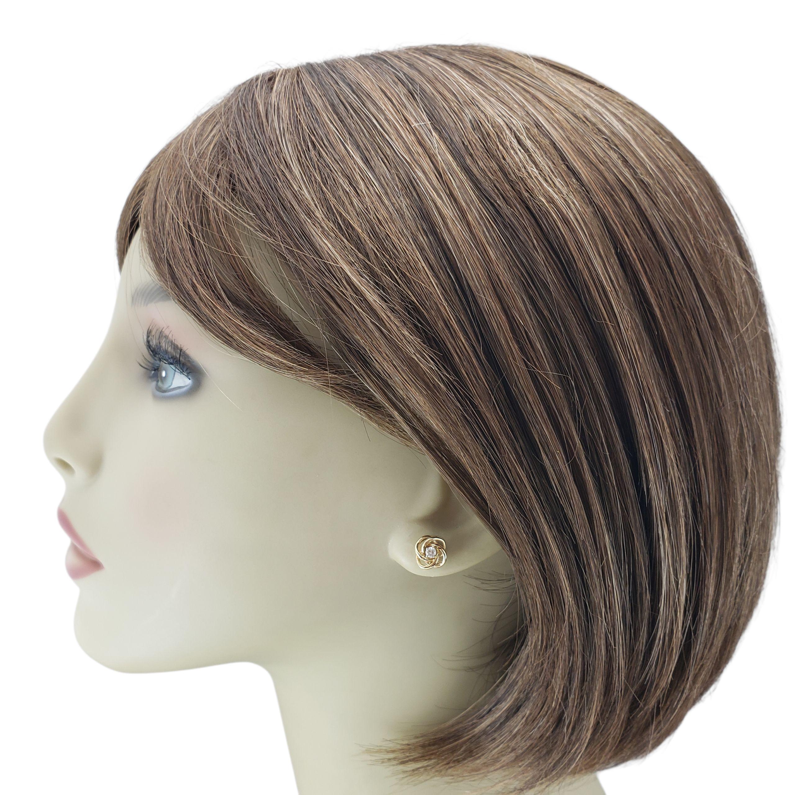 Donna Orecchini con nodo di diamanti in oro giallo 14K #23520 in vendita