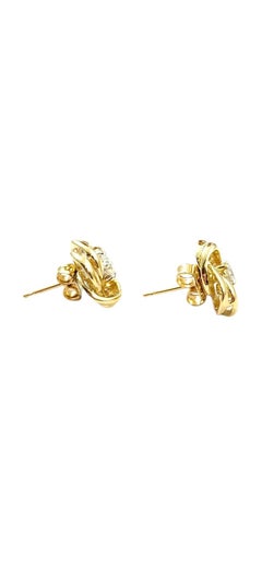 14K Yellow Gold Diamond Knot Stud Earrings #24370