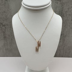 14K Yellow Gold Diamond Ladder Necklace 0.14ct 18 Inch