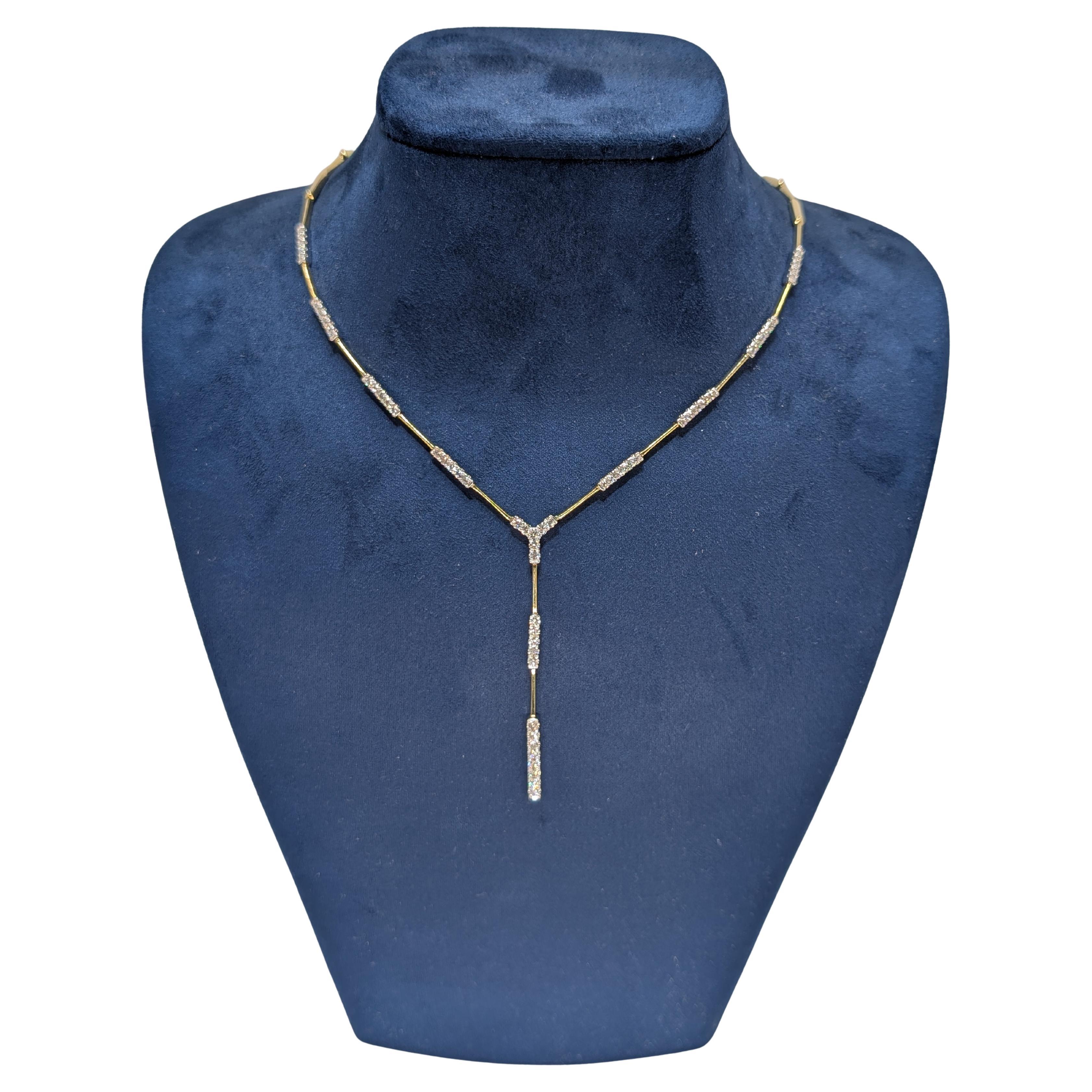 Collier lariat en or jaune 14k avec diamants