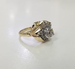 Anello "Leaf" in oro giallo 14k con diamanti, peso totale 0,76pts.