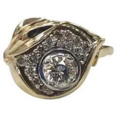 14k Gelbgold Diamant-Ring „Blatt“ Gesamtgewicht .76pts.