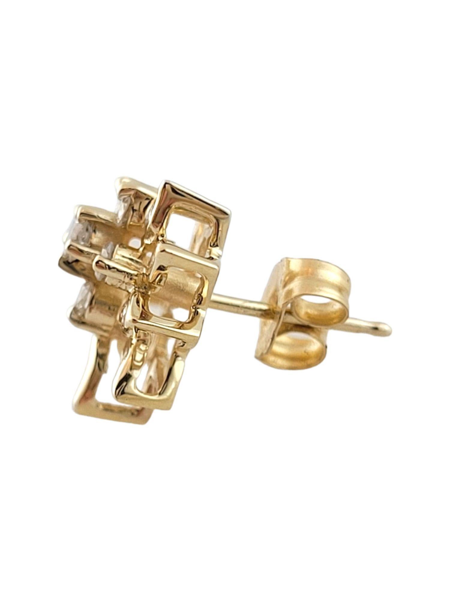 Brilliant Cut 14K Yellow Gold Diamond Leaf Stud Earrings #20627 For Sale