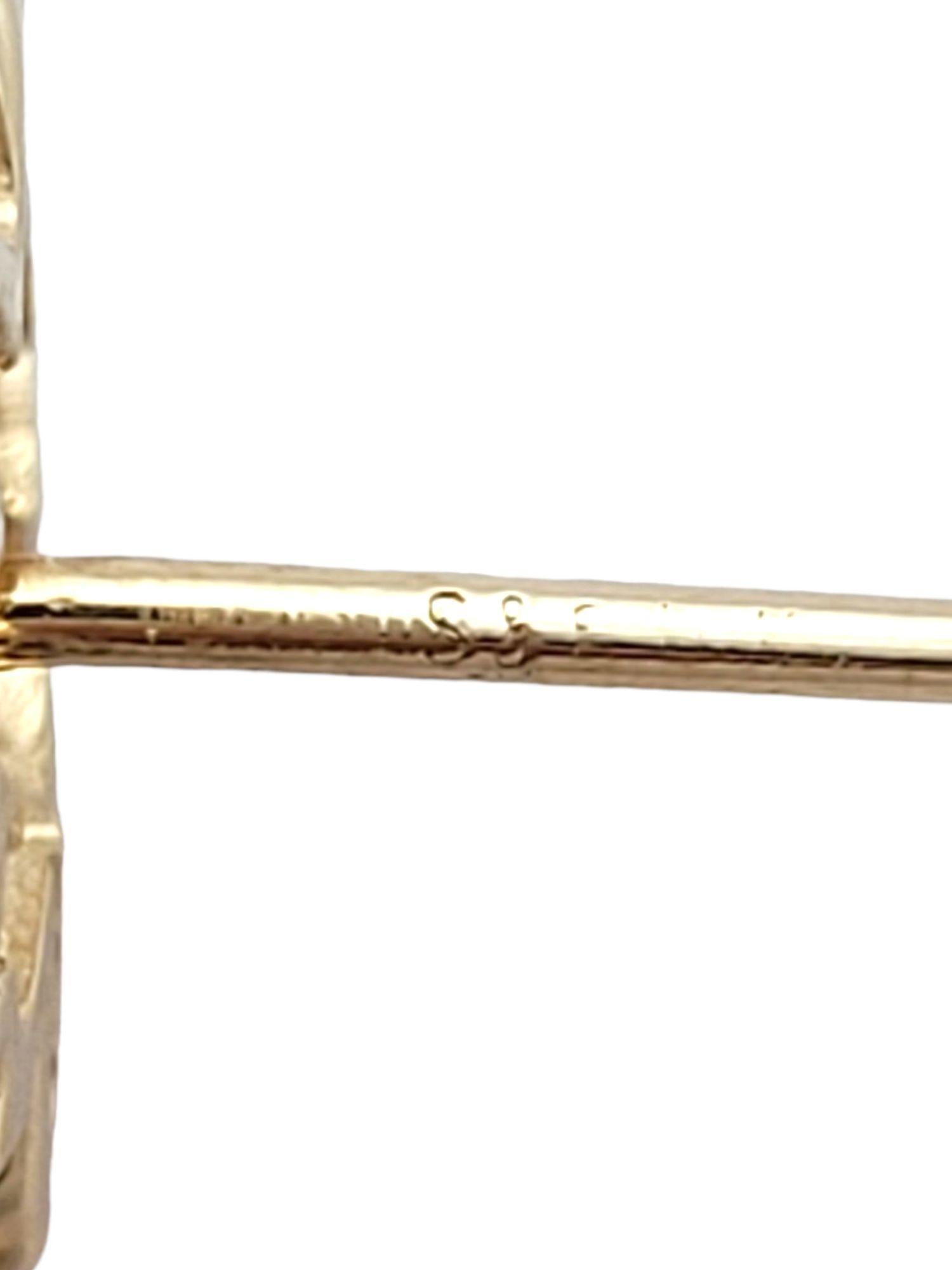 14K Yellow Gold Diamond Leaf Stud Earrings #20627 In Good Condition For Sale In Washington Depot, CT
