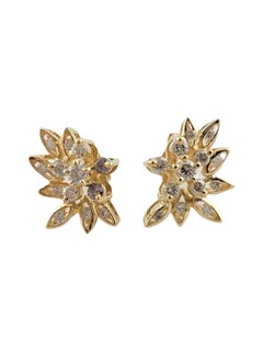 14K Gelbgold Diamant-Blatt-Ohrstecker #20627