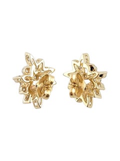 14K Yellow Gold Diamond Leaf Stud Earrings #22914